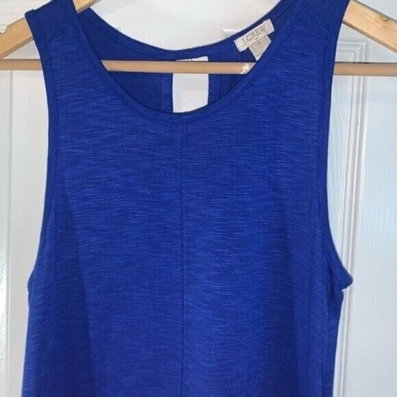 J.Crew Factory Blue Sleeveless Pullover Keyhole Back Ruffle Blouse Size XS - Picture 3 of 6